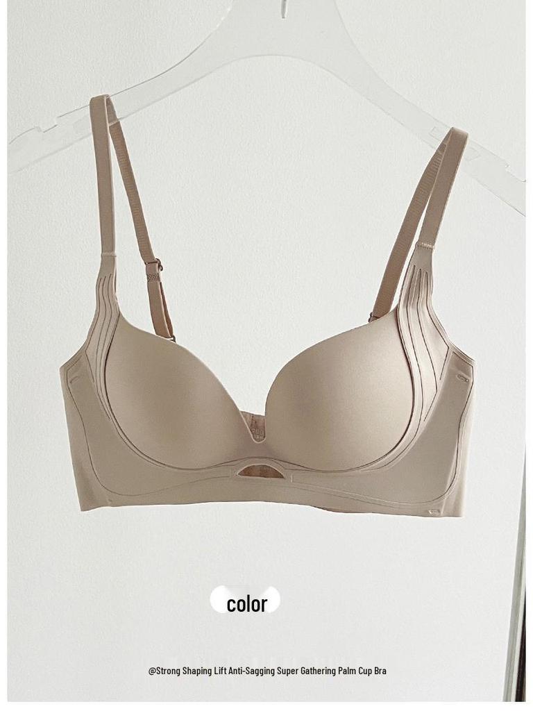 Seamless Wire-Free Push-Up Bra with Palm Cup for Small Bust - Breathable & Gap-Free