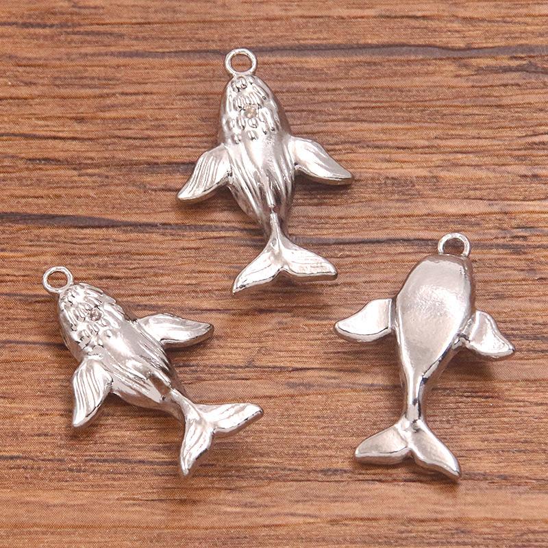 1Pcs 17X25mm Stainless Steel Jewelry Accessories Whale Pendant