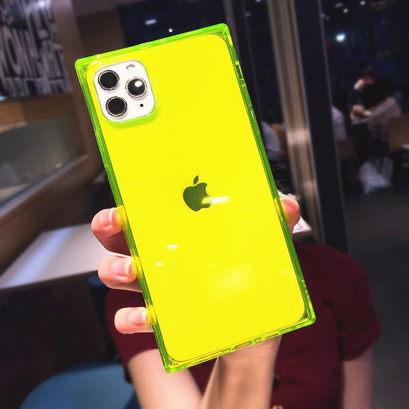Creative square iPhone17 protective case, fluorescent color TPU Apple XsMax16promax mobile phone case, suitable for 15.