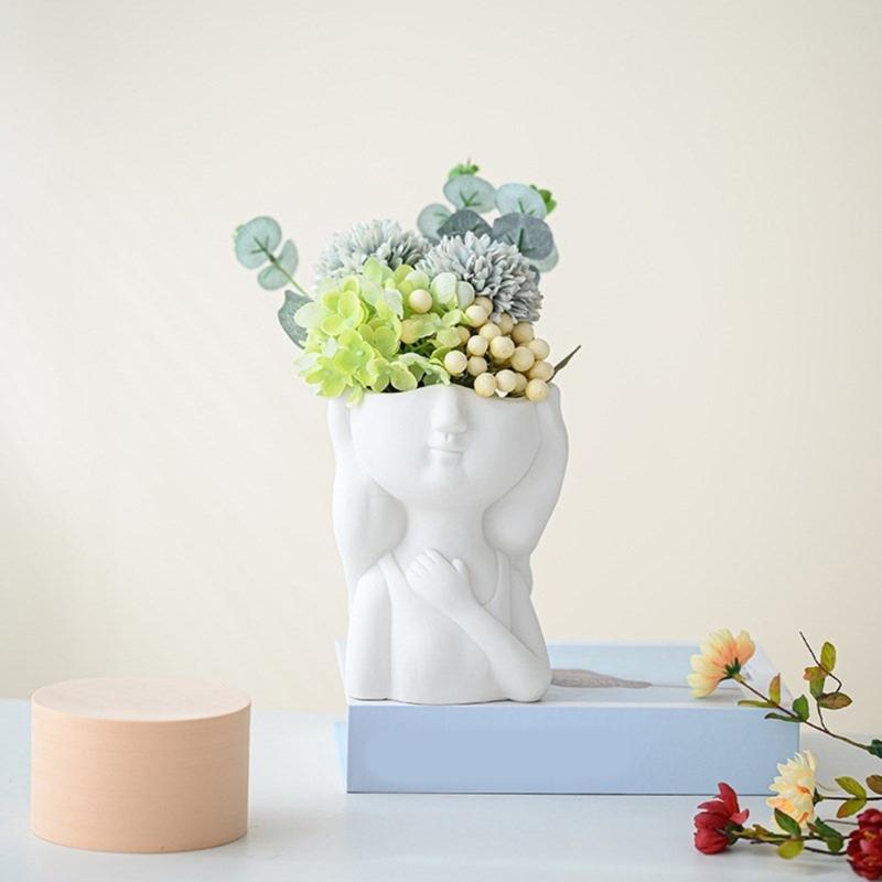 Girl Candle Holder Silicone Mold Cartoon Flower Pots Mold Candle Tray Mold Home Decorations Exploy Resin DIY Crafts