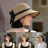 Chic Breathable Straw Outdoor Sun Hat Bowknot Design French Style Beach Hat Elegant Lace Straw Cap Resort Wear