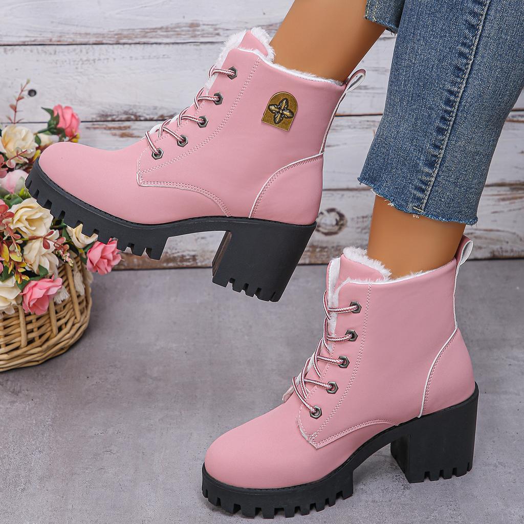 Fashion Women Snow Boots Winter Thickened Fluff Warm Ankle Boots Women Fashion Comfortable Outdoor High Heels Shoes Women Botas De Mujer