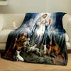 Our Lady of Grace Blanket with Children and Lambs Print  Printed Blanket for Living Room Bed Couch Lunch Break Blanket for Friend's Festival Gift