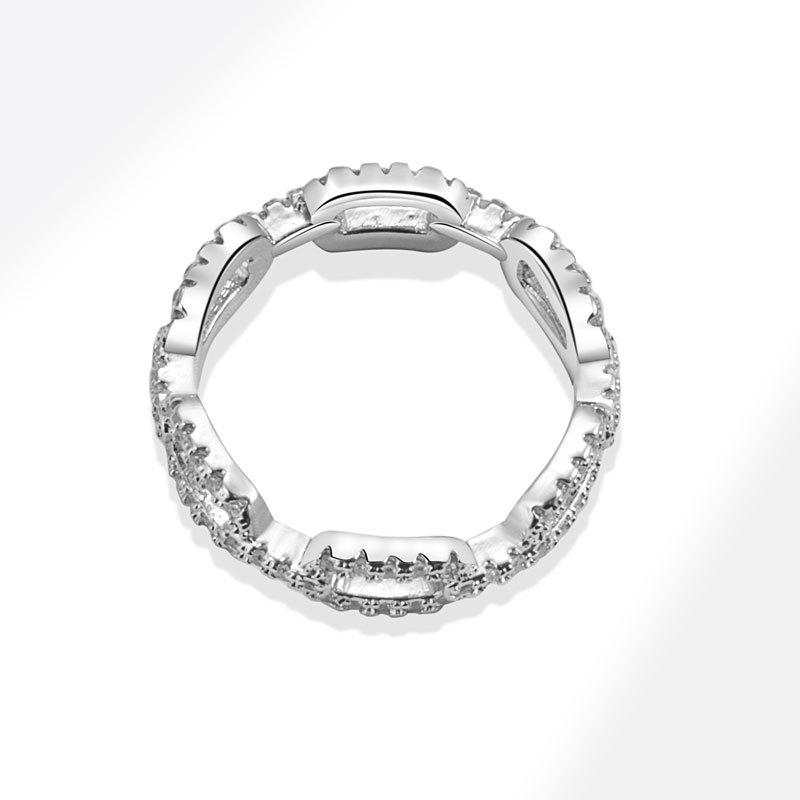 Full Paved Zircon Chain Link Ring For Women Fashionable Luxury Statement Index Finger Jewelry Trendy Personalized