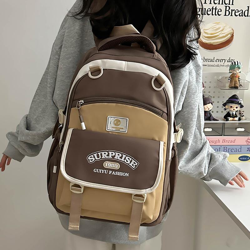 The Fresh and Sweet Campus  Junior and Senior High School Students' School Bags Are In Contrasting Colors Korean Style Versatile Backpacks