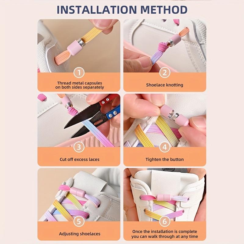 1 Pair of Elastic No-Tie Shoelaces, Lazy Shoelaces, Pearlescent Fashion Shoelaces, Suitable for Skate Shoes and Sneakers