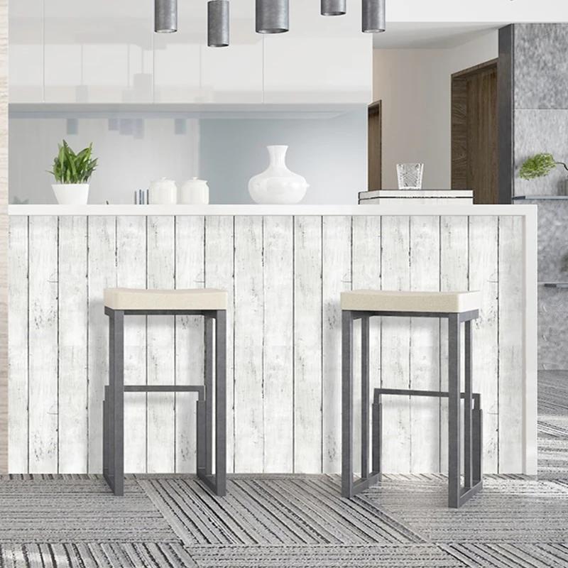 Ivory White Retro Imitation Wood Vertical Pattern Self-adhesive Wood Wallpaper Detachable Vinyl Suitable for Home Decoration