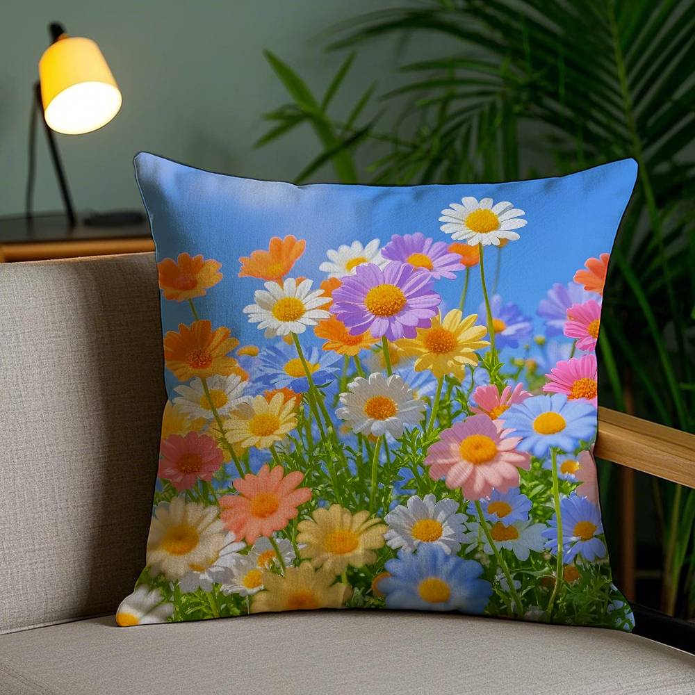 Symbole der Unschuld und Hoffnung Gänseblümchen Kissenbezug Milbenabweisender Kissenbezug Unsichtbarer Reißverschluss Seidig kurzer Plüsch Sofakissenbezug