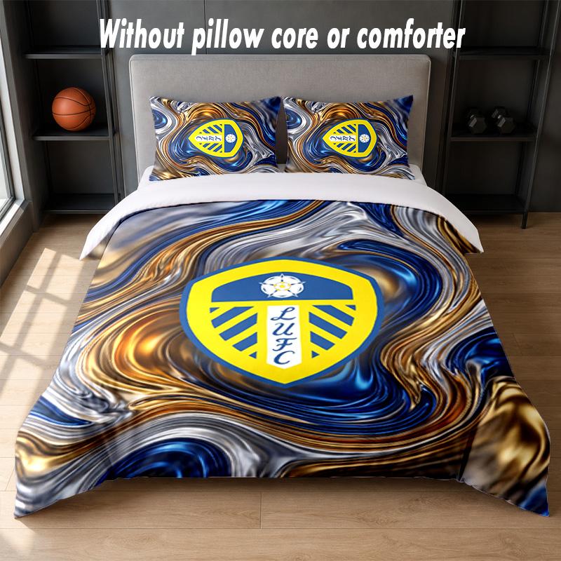 Leeds United Football Design Juego de Cama Ropa de Cama 1 Funda Nórdica + 2 Fundas de Almohada Suave Transpirable Ropa de Cama para el Hogar
