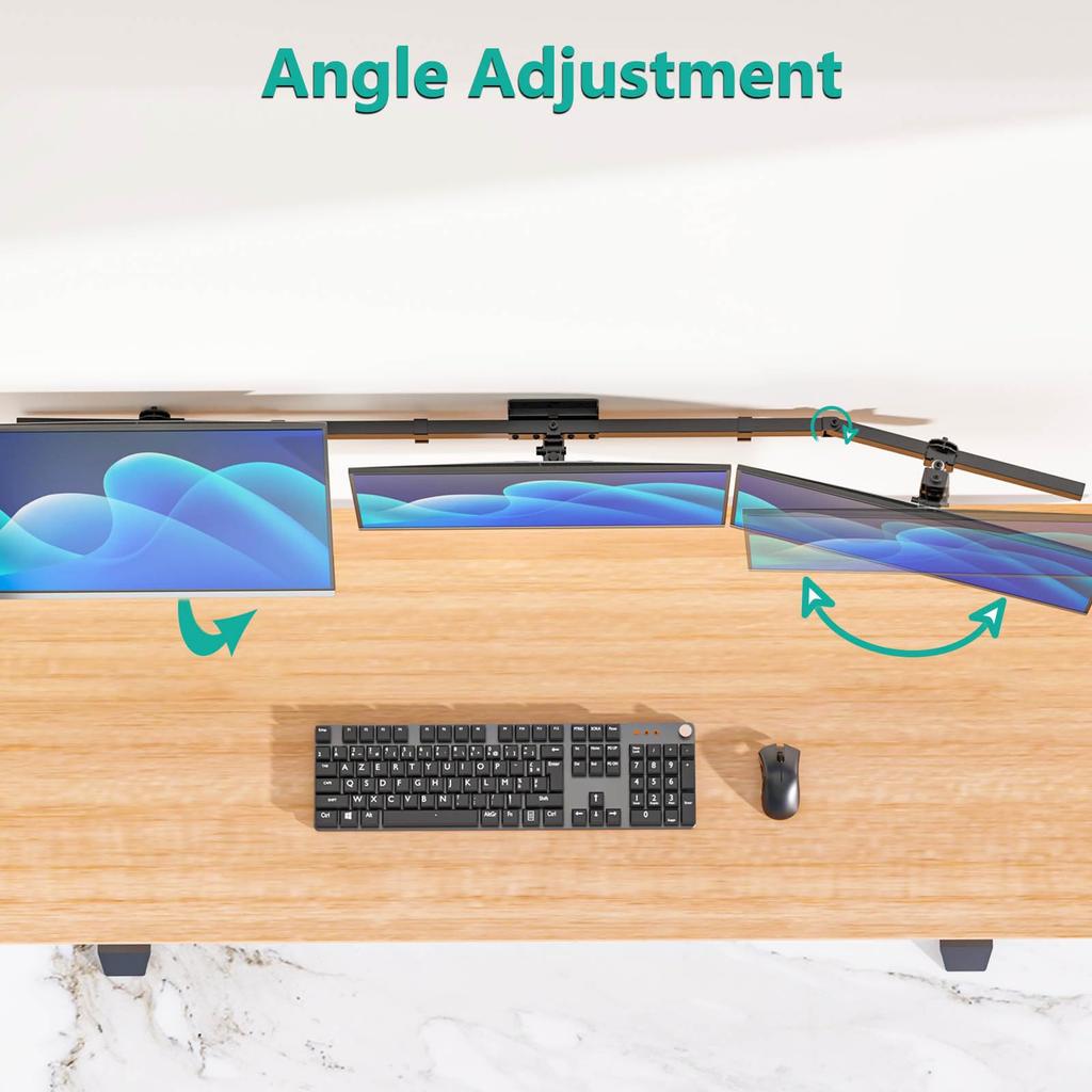 WALI Triple Monitor Wall Mount for Inch Computer Monitor Swivel Tilt Wall Mount for 3 Screens with Mounting Max Weight Capacity Per Arm Black 17-32