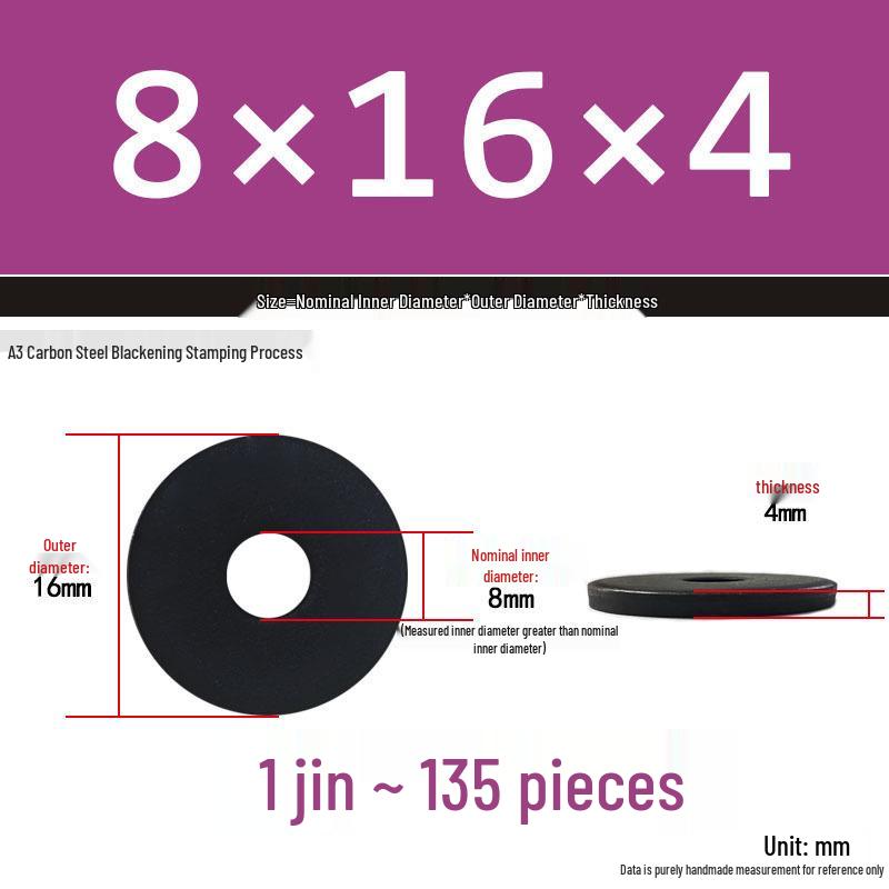 Thickened Black Flat Washer: Enhanced Round Metal Spacer for Home Use
