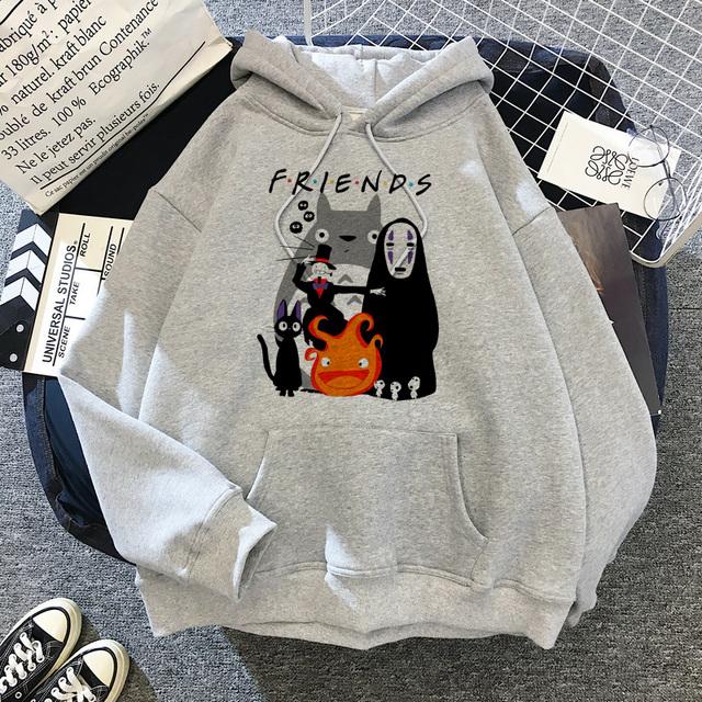 Hanorac cu mâneci lungi pentru femei, desene animate japoneze, Totoro, hanorace Kawaii pentru femei Miyazaki Hayao Studio