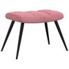 Pink Velvet Relaxing Armchair with Footstool