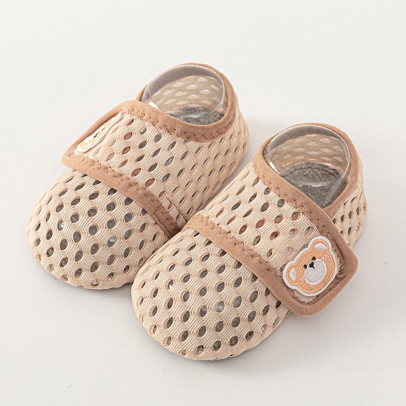 

Детские летние носки для пола, детские сетчатые носки-туфли с липучкой и противоскользящей подошвой, обувь для ходьбы в помещении для младенцев 2XL хаки