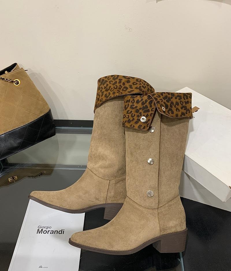 

Korean version of long boots, women s western cow boots, velvet flanged two wear tall knight boots, children s thick heels but knee women s boots 39 хаки