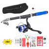 Fishing Kit Telescopic Fishing Rod Left and Right Hand Interchangeable Fishing Reel with Fishing Bag Lures Hooks