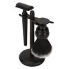 3pcs Trimming Brush Set Black Beard Care Safety Trimming Blade Brushes Kit with Stand Holder for
