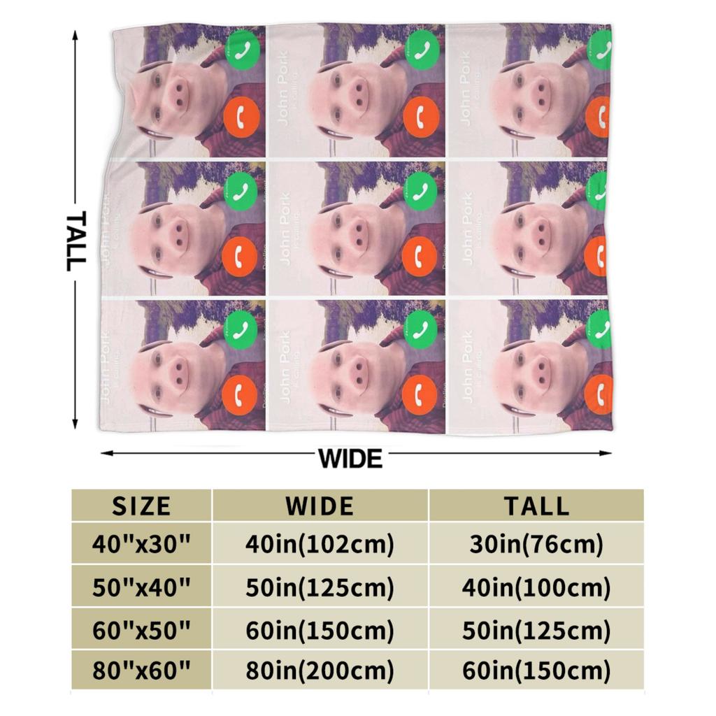 John Pork Meme Flannel Blankets Winter Super Soft Throw Blanket for Boy Girl Home Decor Print Bedspread Sofa Bed Cover