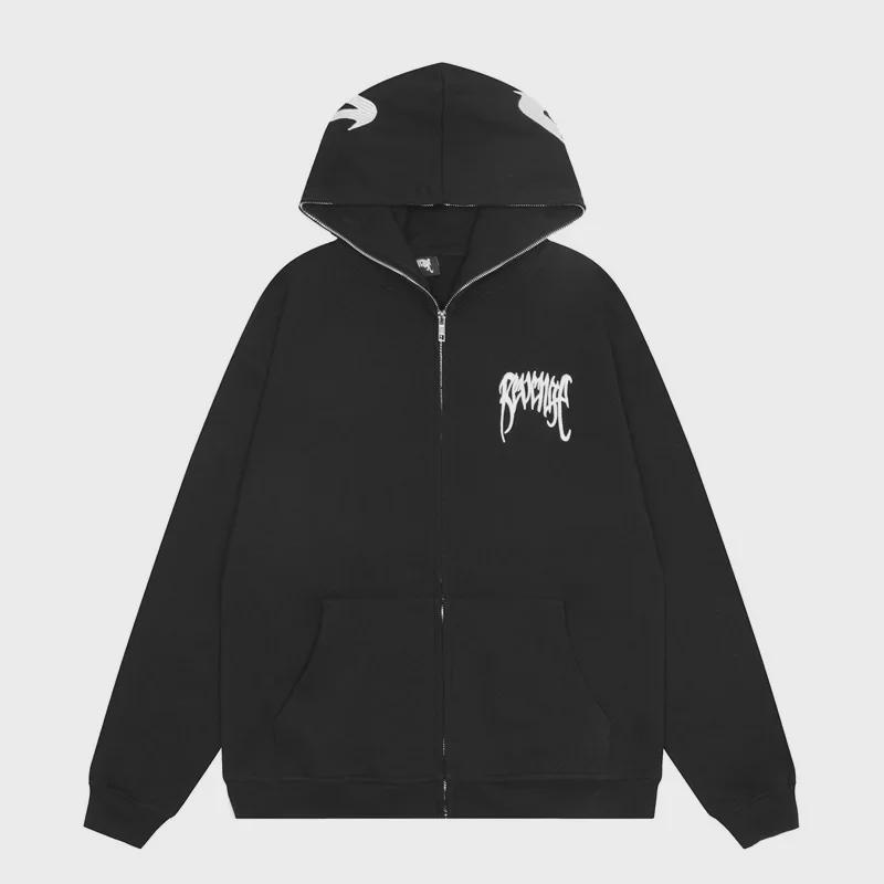 Unisex REVENGE Kapuzenjacke in Volltonfarbe – High Street Hip-Hop-Cardigan für Paare