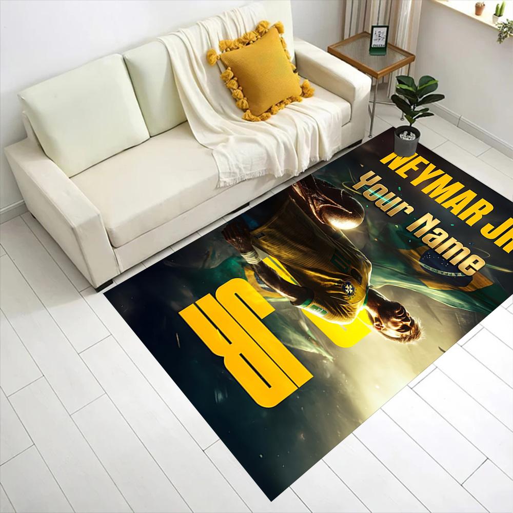 Neymar Jr Football Legend Customizable Name Carpet Design for Foyer Dormitory Playrooms Balcony Anti-slip Rug Office home decor Spiritual Gift