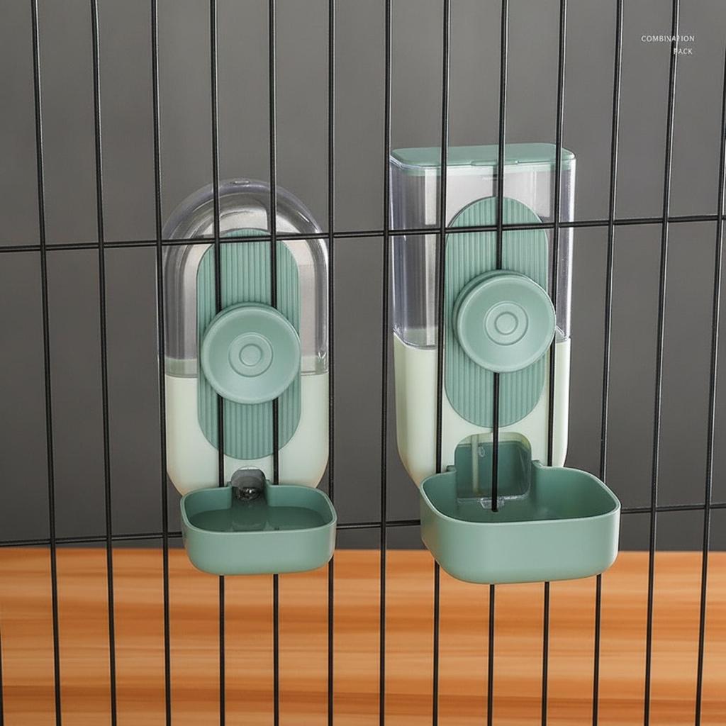 2 Pieces CageMounted Feeder and Waterer Transparent Cage with ConstantSupplyFed