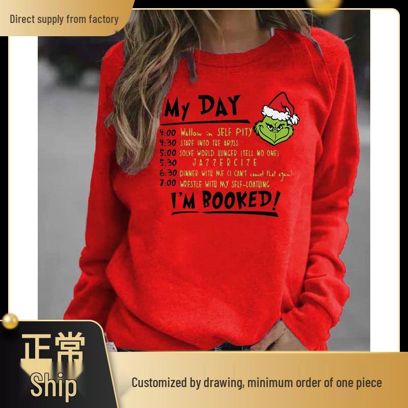 Unisex 2026 Christmas Green Monster Print Loose Hoodie