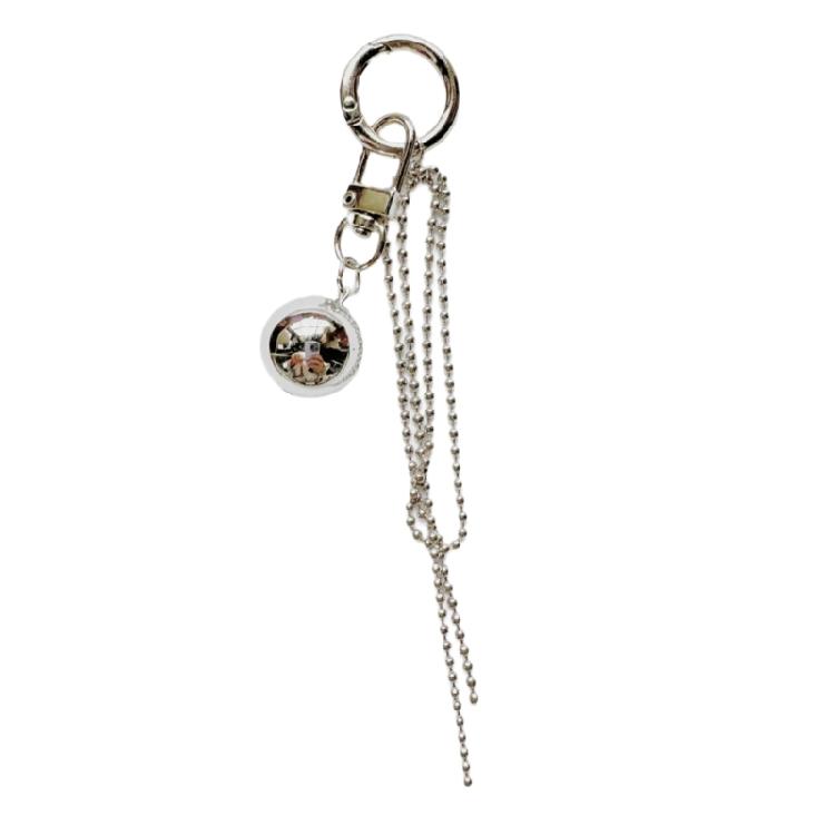 

Stylish Silver Big Sphere Metal Charm Delicate Large Silver Sphere Pendant Keyring Charm for Art Lovers and Collectors 1 срібний