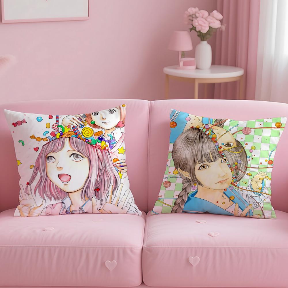 Classic Manga Artist Shintaro Kago Cushion Cover Soft & Easy-Wash Pillow Case – Versatile for Couch, Bed, Travel and Office