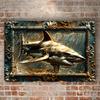 2d Flat 30*20cm, Shark, Interesting Vintage Close Wooden Logo, Wall Decoration, Home Decor, Wooden Logo Poster Holiday Gifts, for Home, Kitchen Garden
