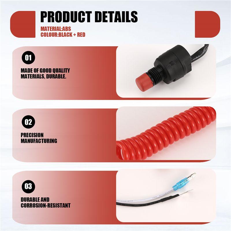 P-Premium-Boat Motor Emergency Kill Stop Switch For /Tohatsu Outboard Stop Kill Switch Cut Off Switches With Safety Tethe