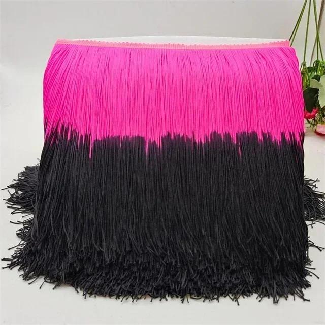 Meetee 2/3/5M 20cm Coloured Fringe Tassel Clothing Curtain Lace Trim Webbing Ribbons for Sewing Latin Dress Fabric Accessories