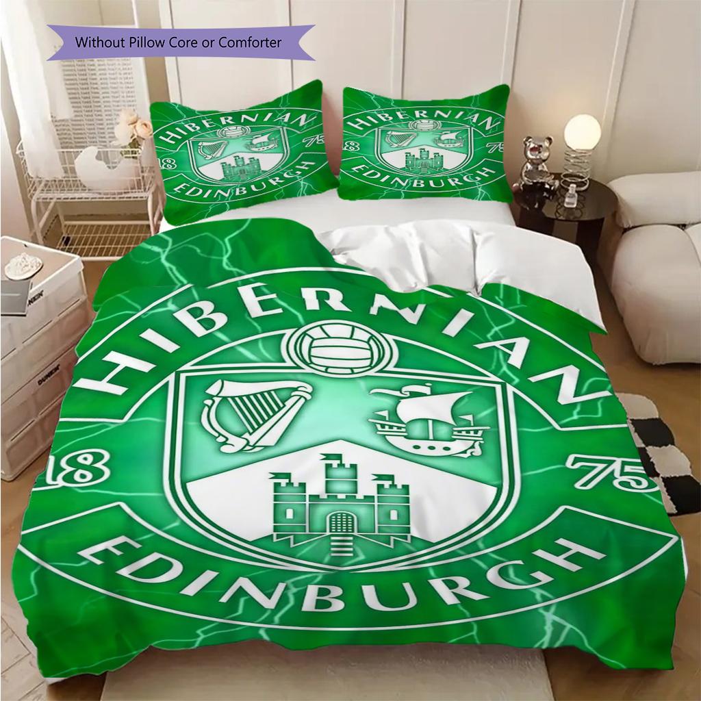 Hibernian Edinburgh Emblema Storico Set da Tre Pezzi (1 * copripiumino + 2 * federa, senza nucleo) Set biancheria da letto 2D Piatto Regalo di Natale Compleanno