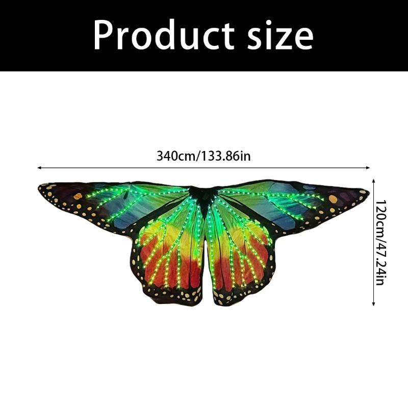 24TE Comfortable Wearable Butterfly Wing with LED Light for Halloween Dance Parties
