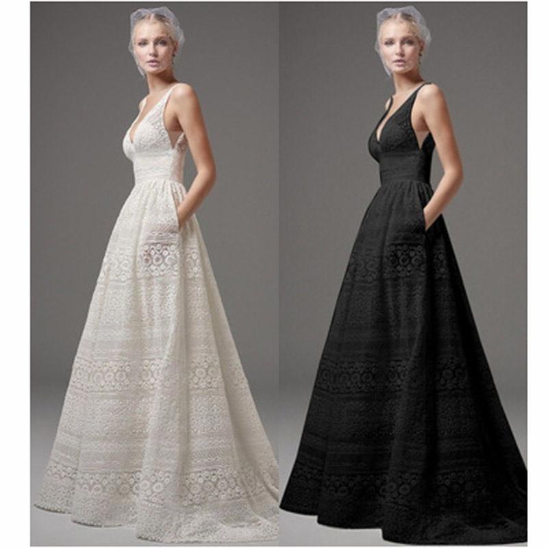 Buy Women Sexy Elegant Sleeveless Long Sexy V Neck Hollow Out Party ...