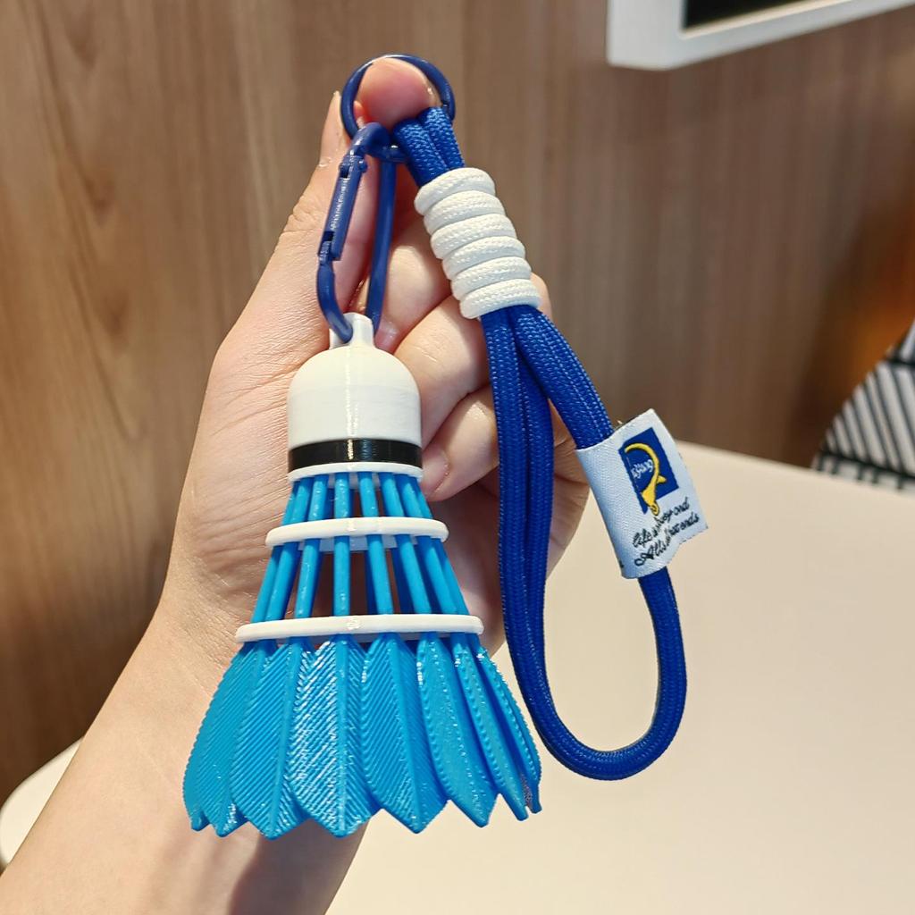 High-Value Rainbow Badminton Pendant Keychain: Creative Sports Backpack Decoration & Gift
