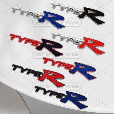 Car 3D Metal Type R Body Emblem Badge Decals Auto Tail Sticker For Civic Typer Vezel CRV HRV Jazz Fit Accord VTEC Pilot OB6