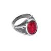 Anillo Retro para Hombre LNCHRAN: Acero Inoxidable 304 Plateado con Circonita Sintética Ovalada Roja