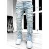 European & American Fashion Men's Straight-Leg Jeans with Tassel Patches