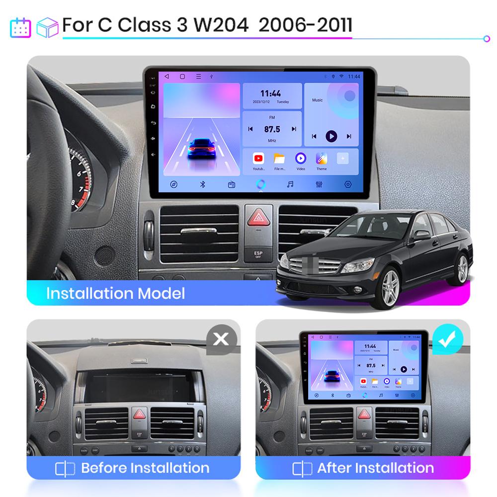Car Radio Android Auto Carplay For Mercedes Benz C Class 3 W204 S204 2006-2011 Multimedia Player Head Unit Stereo GPS Navigation BT WIFI 1+16GB