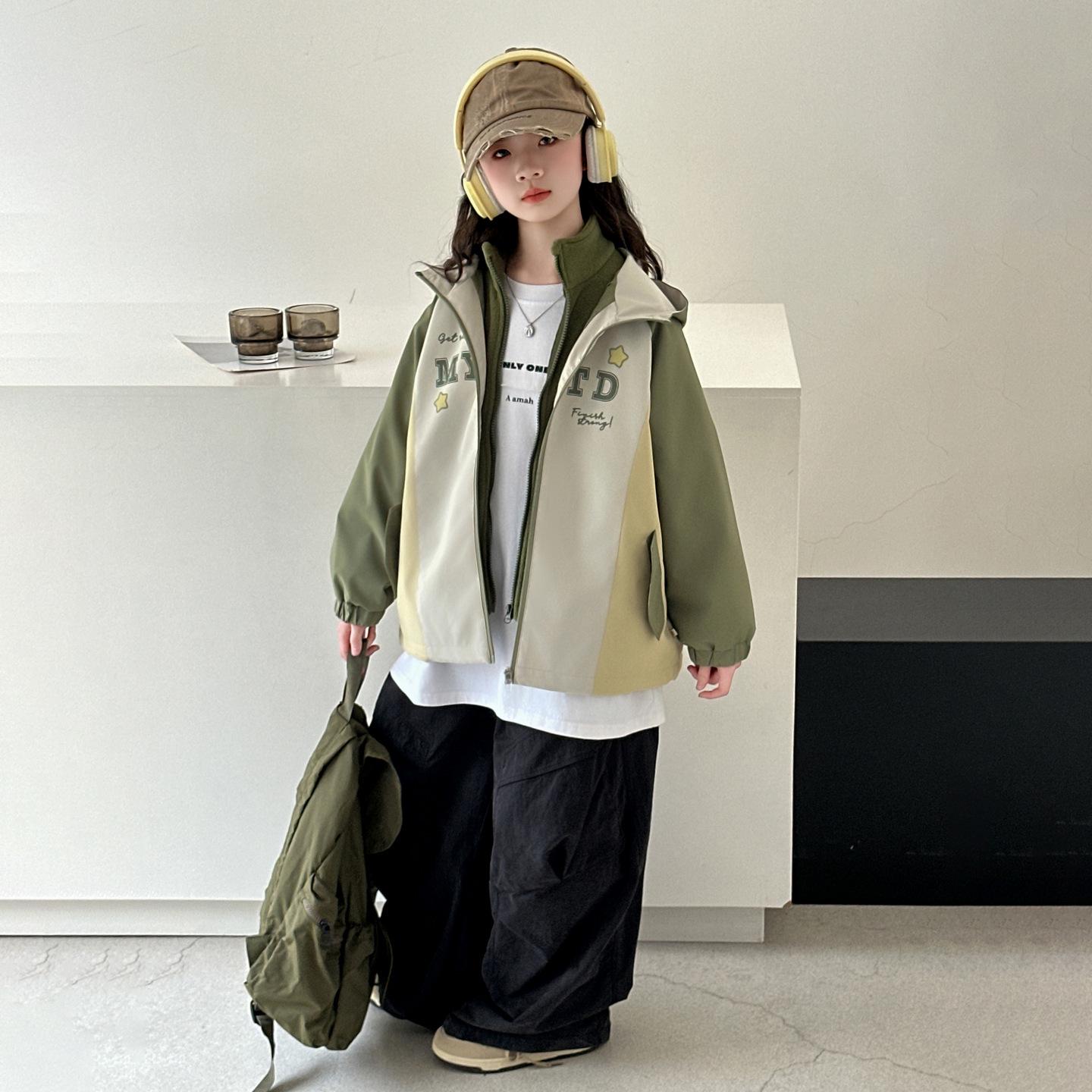

Girls Big Kids 3-in-1 Windbreaker: Waterproof, Windproof, Trendy for Autumn & Winter 2025 150cm