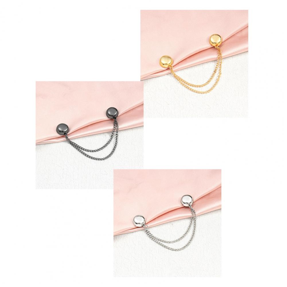 4 Pcs Magnetic Clothing Clips Multi-Function Pinless Brooch Shawl Clips Strong Magnetic Buckle With Chain For Women Clothes