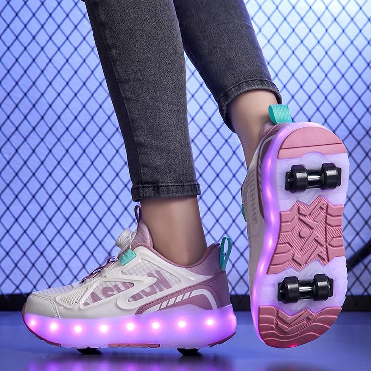 Runaway Shoes, Girls Luminous Shoes USB Charging Led Light Shoes Adult Pulley Shoes