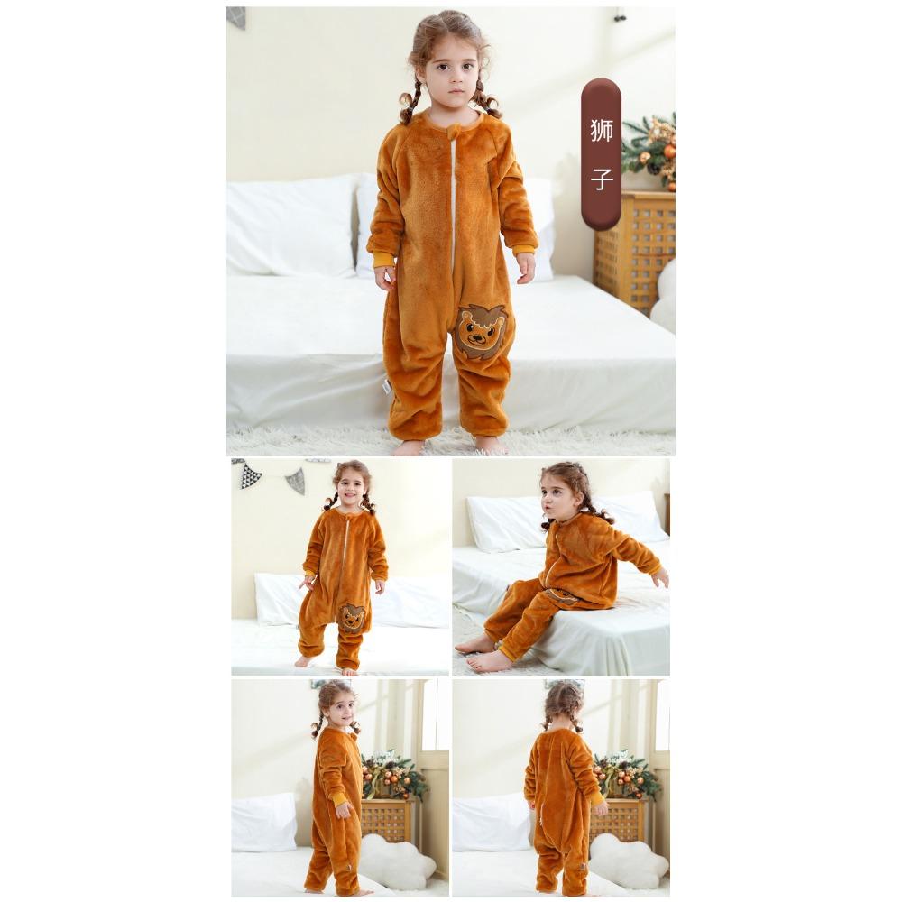 Kids Flannel Onesie Pajamas Cartoon Loungewear Christmas Costume Flannel Sleeping Bag Jumpsuit