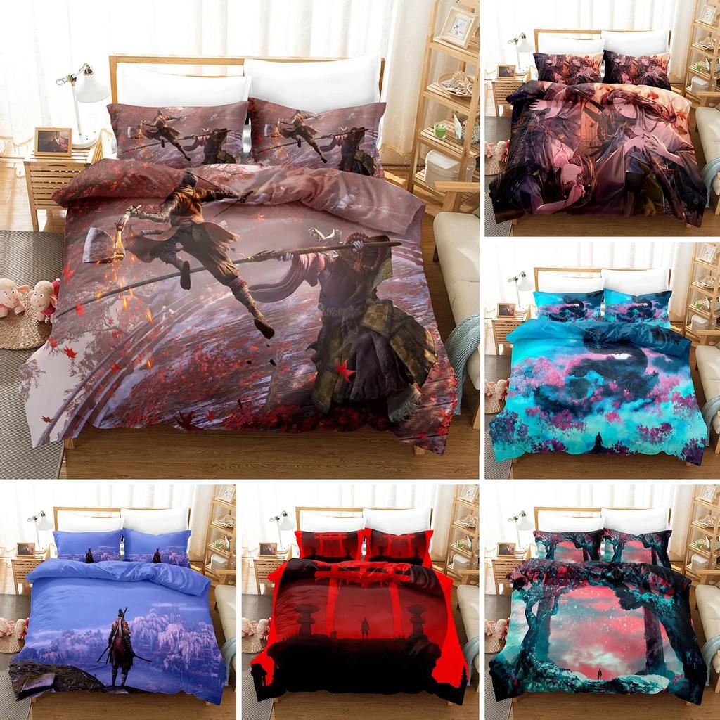 3D Gedrucktes Sekiro Anime Spiel Bequeme Bettdecke Bettbezug Kissenbezug Bettwäscheset Kinderzimmer Dekoration Heimtextilien