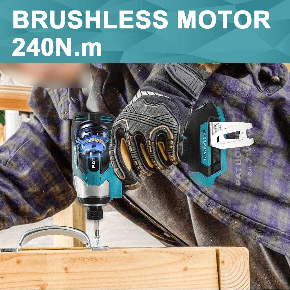 PATUOPRO 5-Speed Brushless Electric Screwdriver 1/4" Cordless Impact Screwdriver Drill Driver For Makita 18V Battery(No Battery)