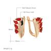 New  Rose Gold Dangle Earrings For Women Unusual Red Natural Zircon Bride Drop Earrings Vintage Wedding Jewelry