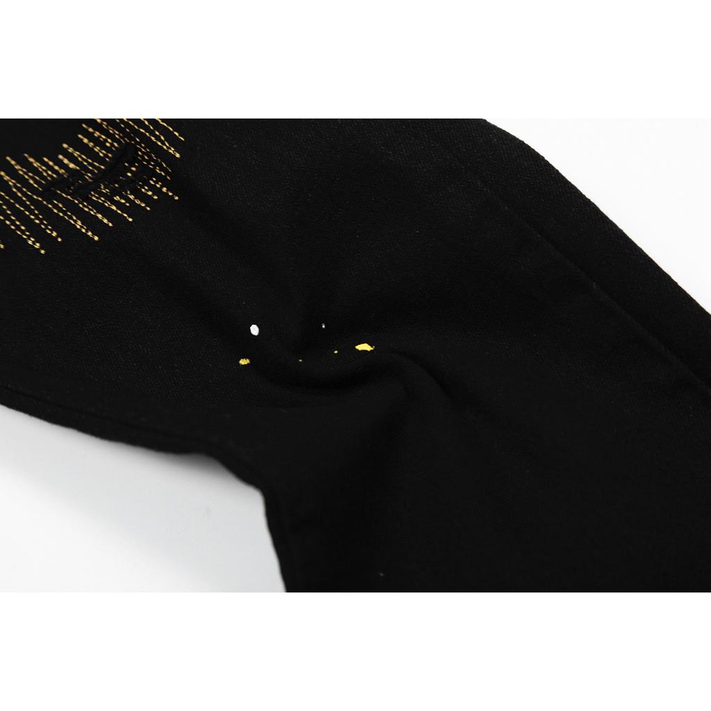 M43 Blugi Trendy Stil American pentru Bărbați și Femei cu Petice din Material Textil, Găuri, Broderie, Pantaloni Casual și la Modă High Street