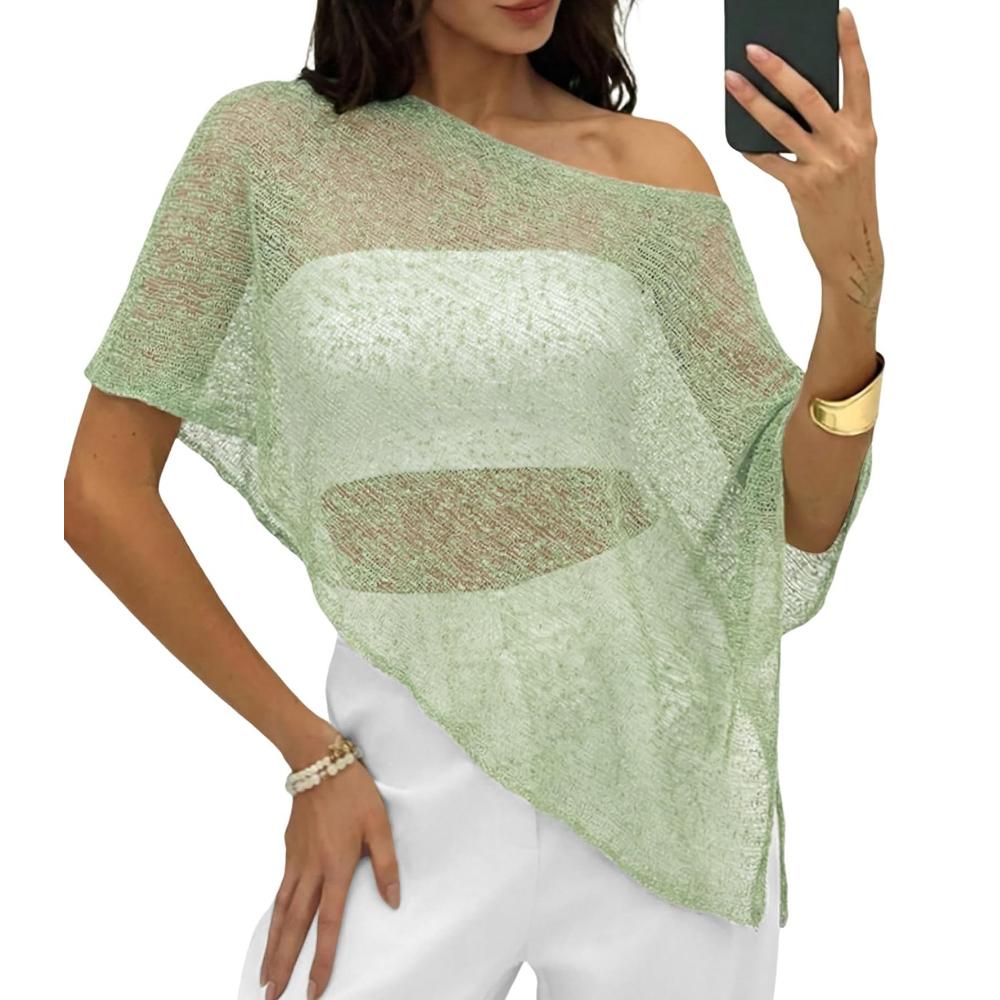 Thin Lightweight Fabric Cape Shawl Cover Up Irregular Cut Design Sheer Mesh Top Summer Season
