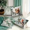 Whimsical Forest Animal Pillowcase: Squirrel & Bird With Pine Willow Pattern Cushion Cover For Fresh Sofa Living Room Home Decor