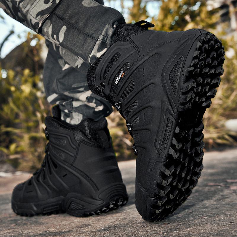 Autumn and Winter Outdoor Men's Mountaineering Sneakers Large Size Men's Boots Lace-up Men's Shoes Military Boots Platform Combat Boots